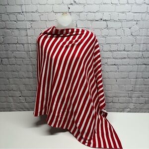 Dragonfly Red and White Striped poncho top NWT